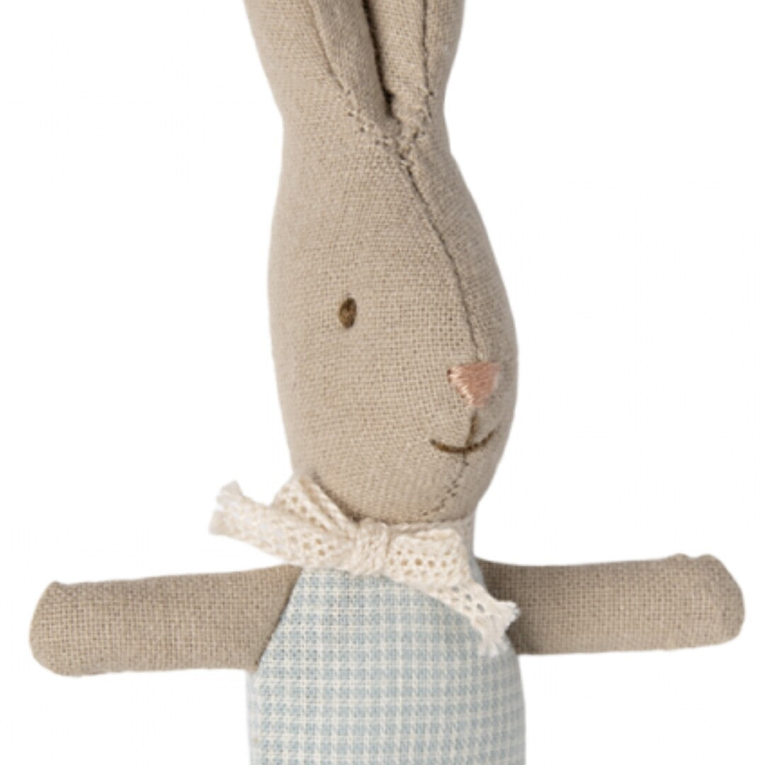 maileg knuffelkonijn - my - light blue check - 11 cm  | 16-4000-02 | 1