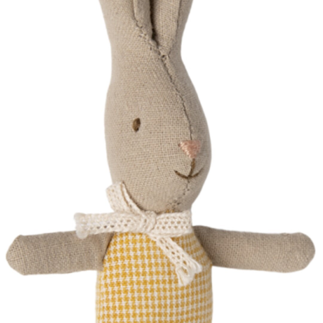 maileg knuffelkonijn - my - yellow check - 11 cm  | 16-4000-01 | 1