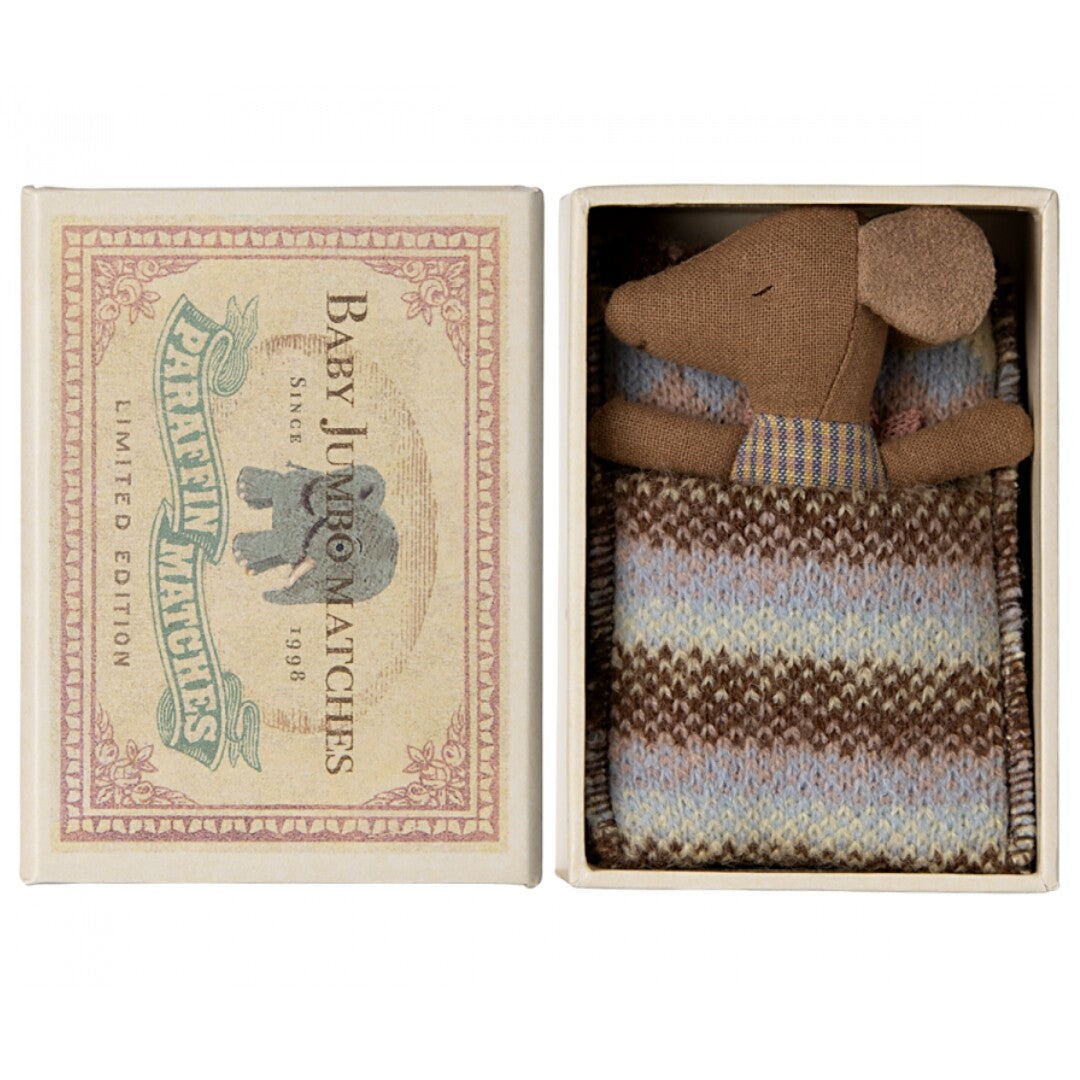 maileg knuffelmuis baby sleepy-wakey bruin - rose - 8 cm | 17-4000-00 | 1