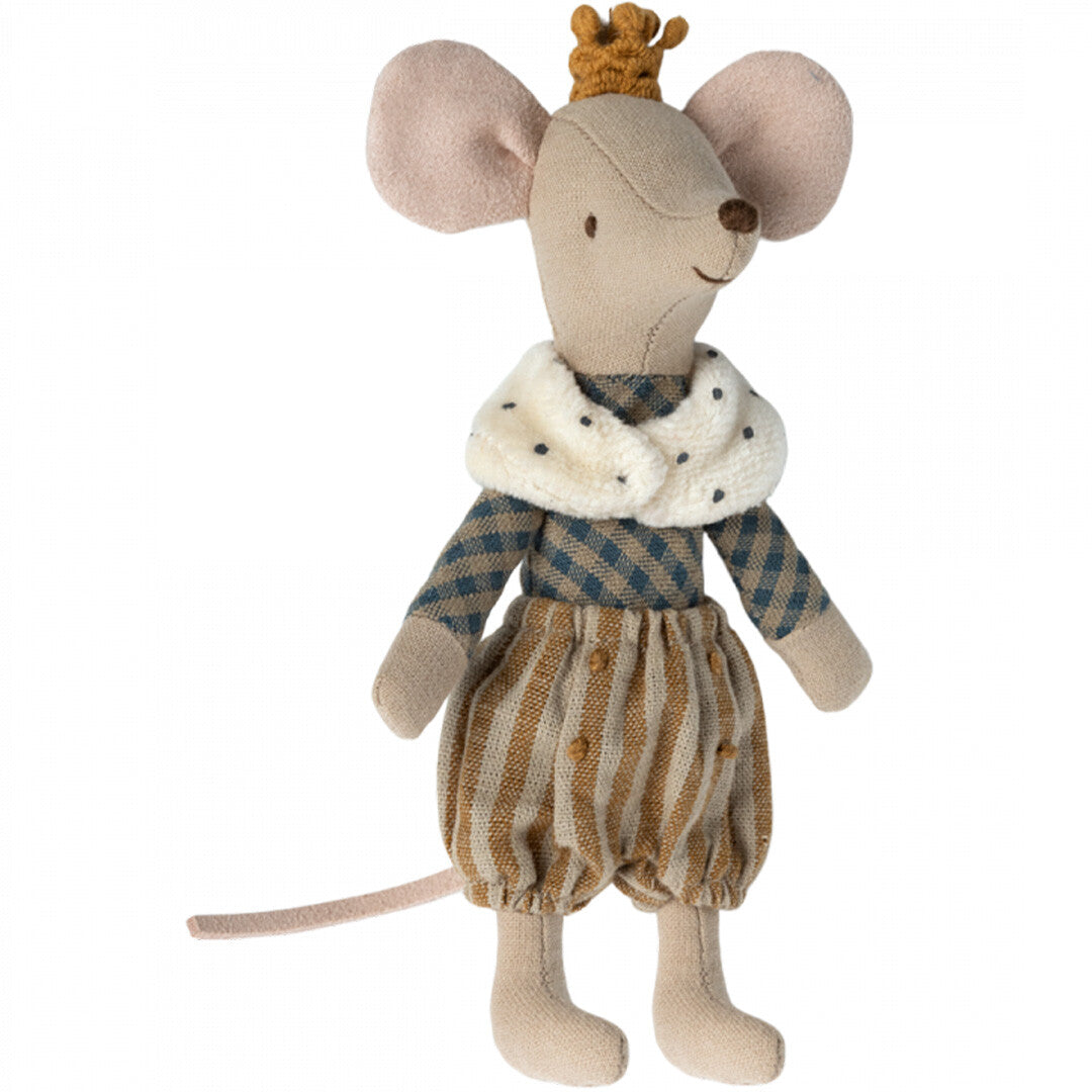 maileg knuffelmuis grote broer - prins met geruit shirt - 13 cm | 17-3203-00 PR30 | 0