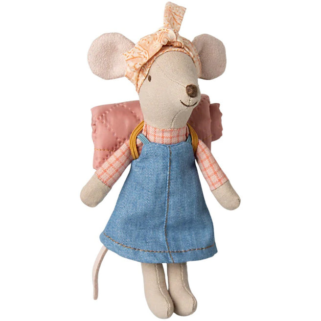 maileg knuffelmuis grote zus met magneten - backpacker - 13 cm | 17-5200-00 | 0