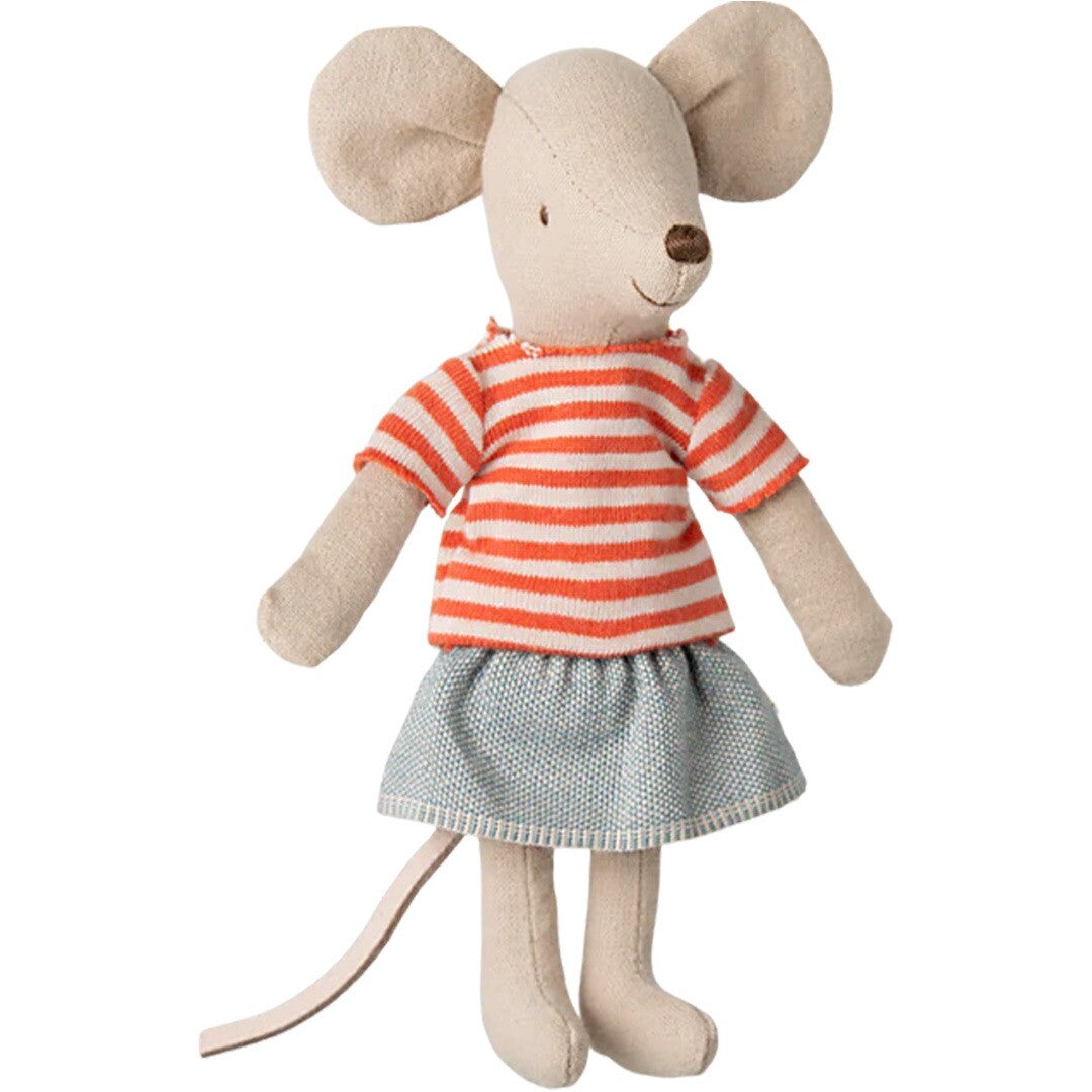 maileg knuffelmuis grote zus met magneten -  denim rok - 13 cm | 17-5203-00 | 0