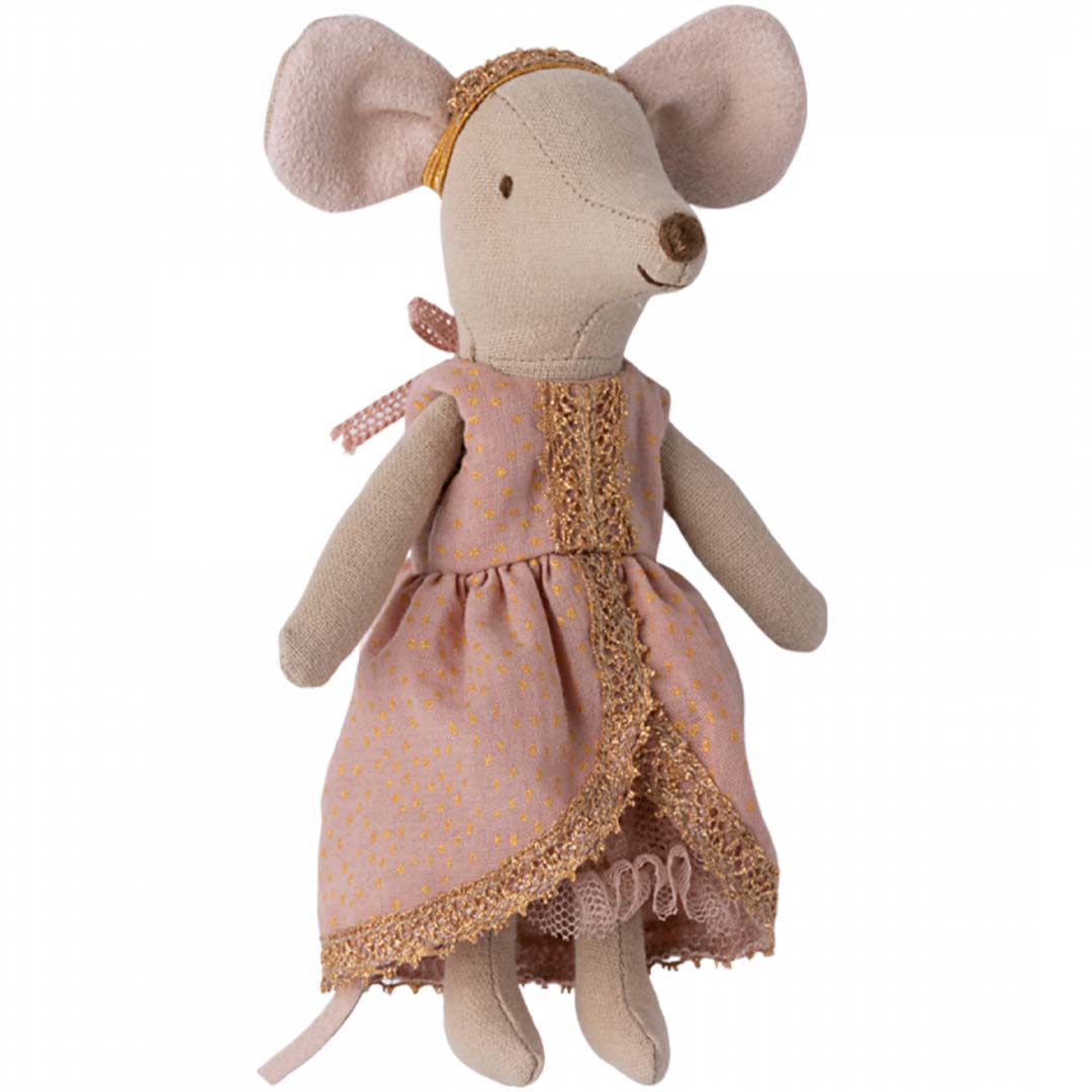 maileg knuffelmuis grote zus - prinses op de erwt - roze jurk - 17 cm | 17-3200-01 | 2