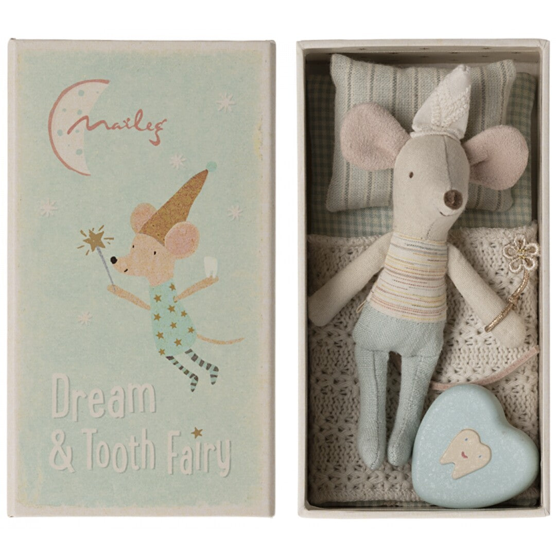 maileg knuffelmuis kleine broer in luciferdoosje - tandenfee - 11 cm | 17-4105-00 | 1