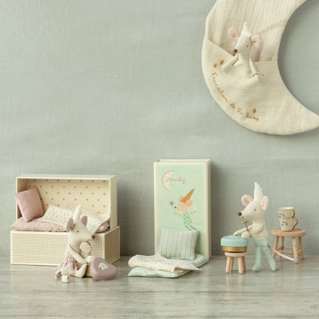 maileg knuffelmuis kleine broer in luciferdoosje - tandenfee - 11 cm | 17-4105-00 | 2