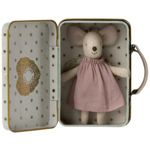 maileg knuffelmuis kleine zus in koffertje angel - 11 cm | 17-2700-00 | 1