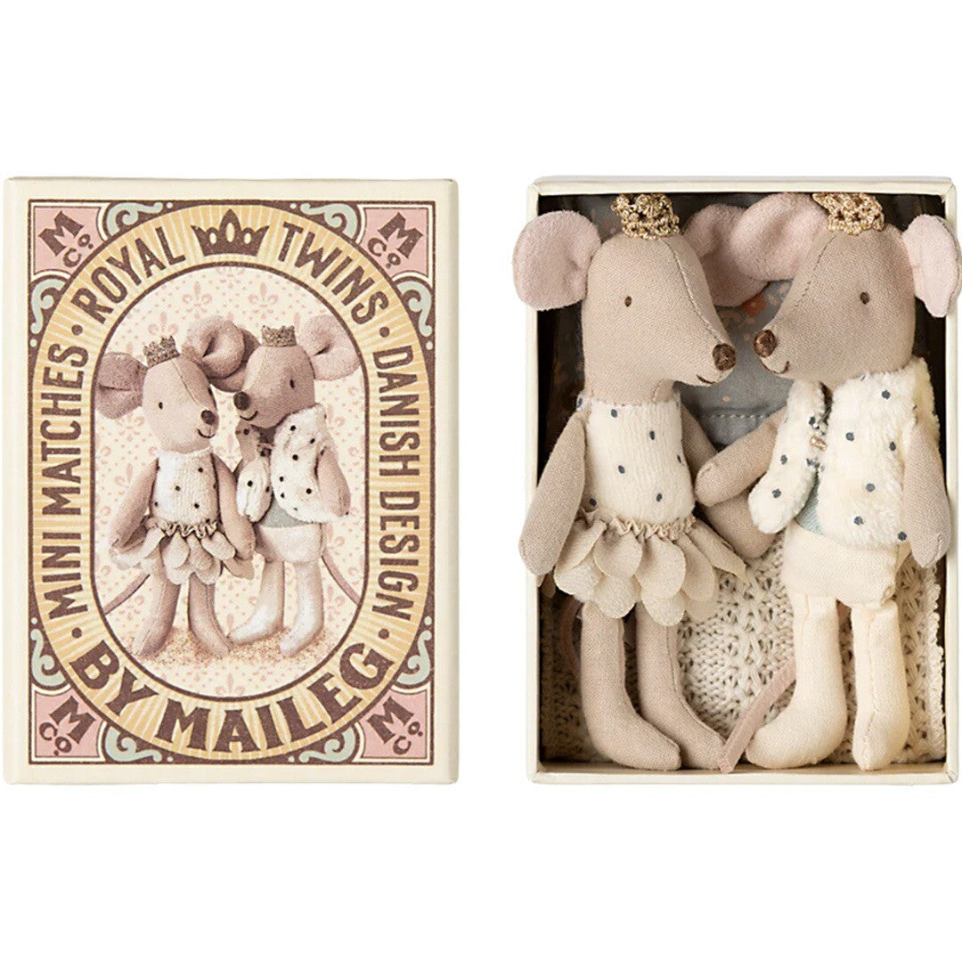 maileg knuffelmuizen tweeling in luciferdoosje - koninklijk - 11 cm | 17-5100-00 | 0