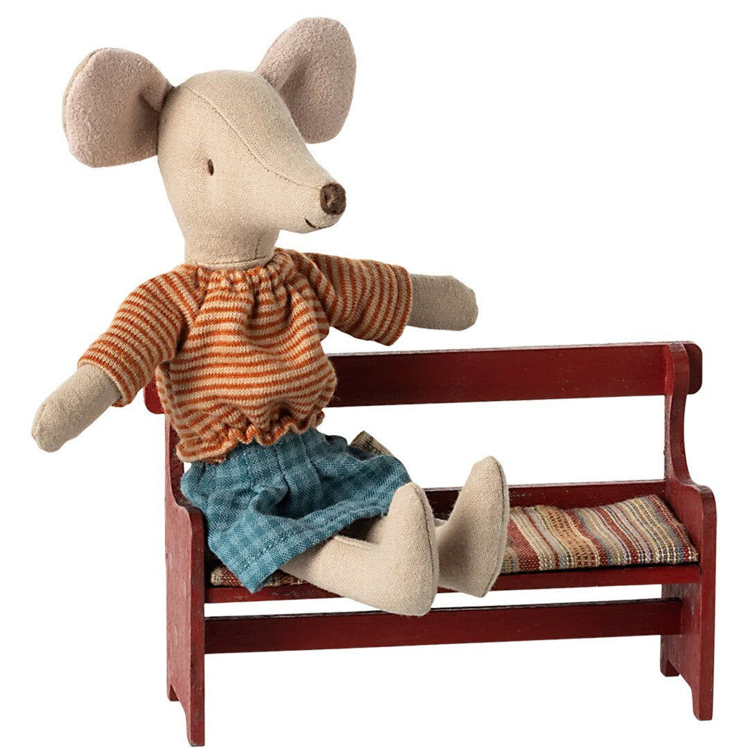 maileg poppenhuis bankje rood - 7,5 cm | 11-4009-01 | 1