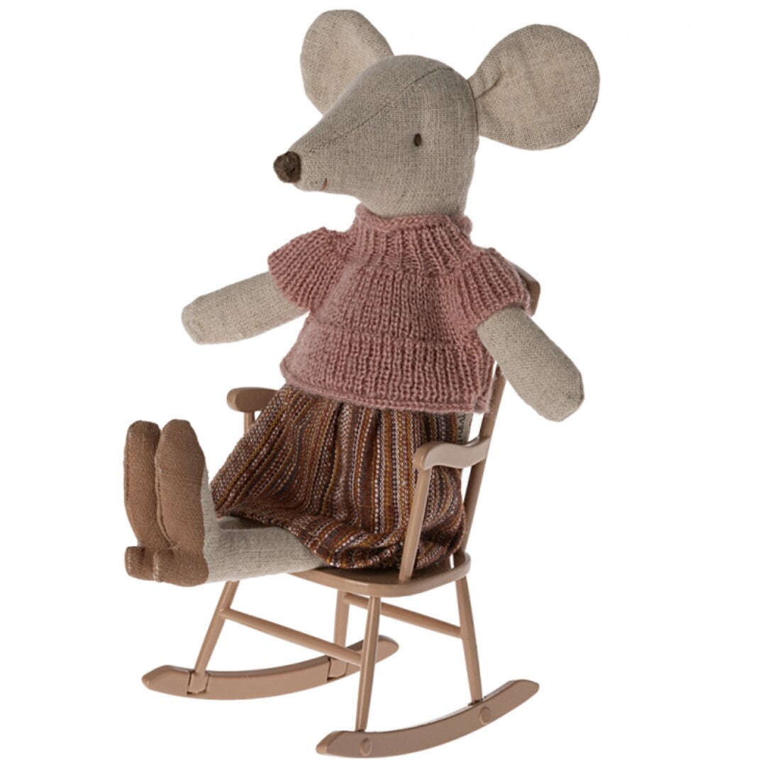 maileg poppenhuis schommelstoel - dark powder - 11 cm | 11-4112-00 | 1