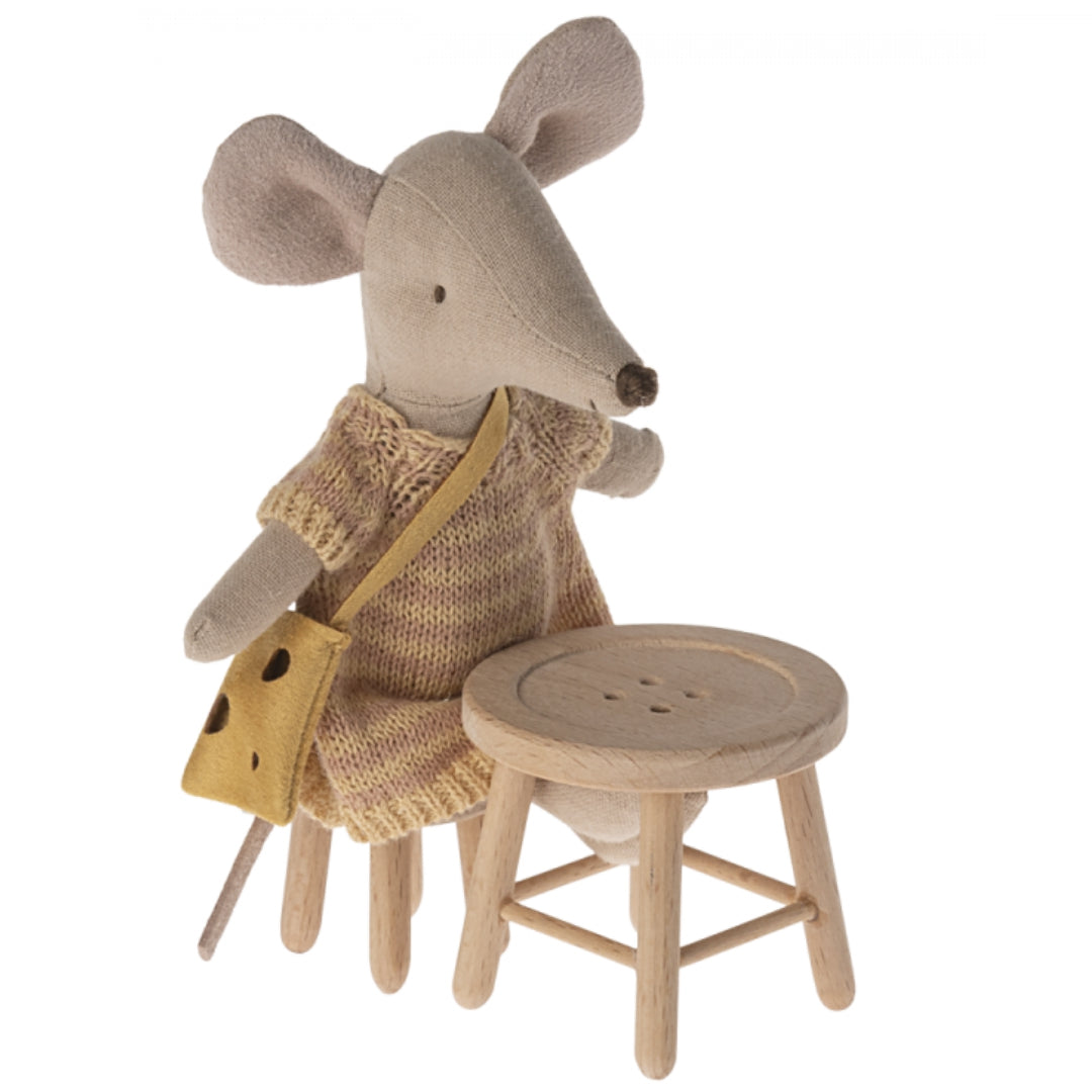 maileg poppenhuis tafeltje en kruk - 5 cm  | 11-4000-00 | 1