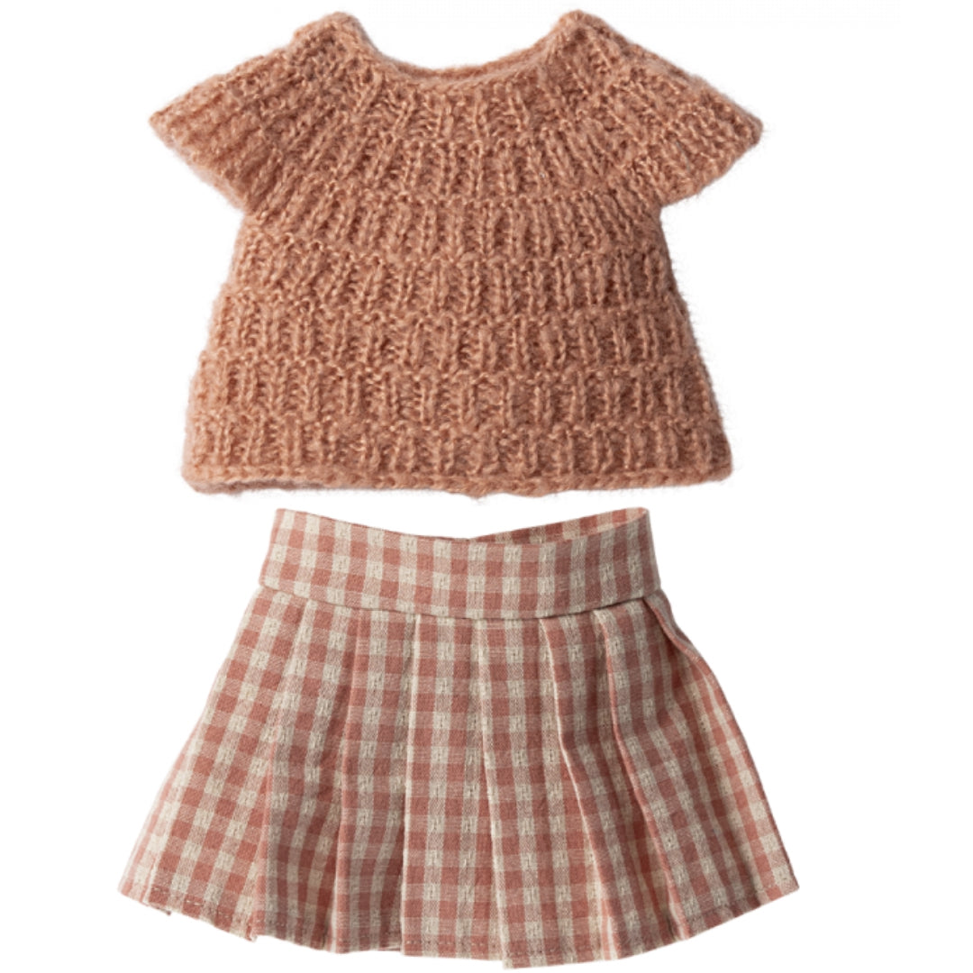 maileg poppenkleding gebreid shirt en rokje - knuffelkonijn - maat 3 | 16-4300-01 | 0