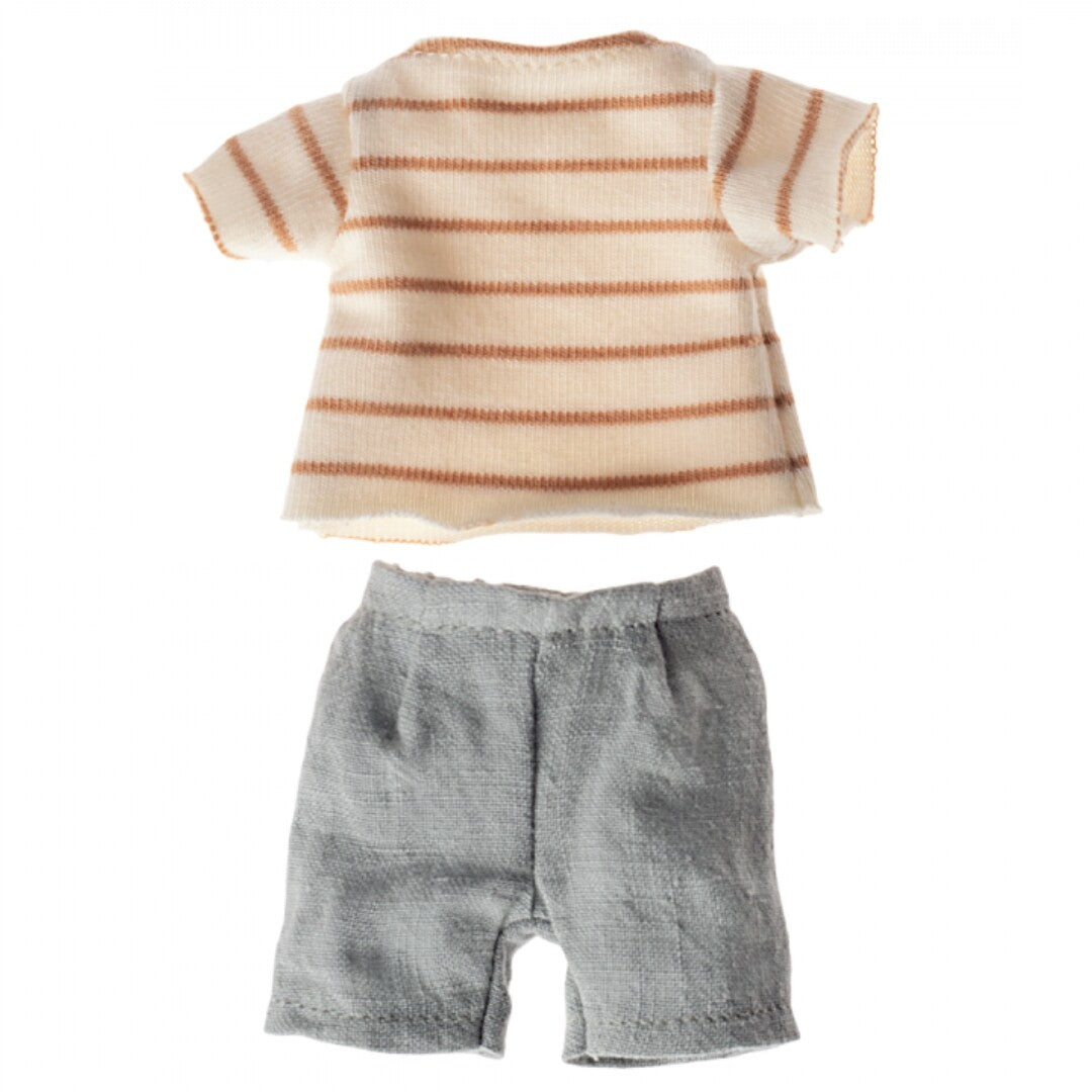 maileg poppenkleding gestreept shirt en korte broek - knuffelkonijn - maat 1 | 16-4120-01 | 0