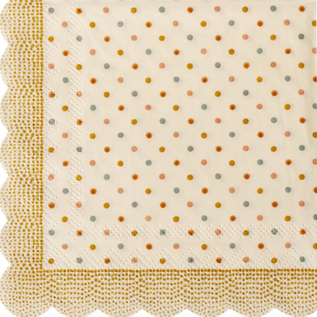 maileg servetten stippen - ocher - 20st | 15-4300-02 | 0