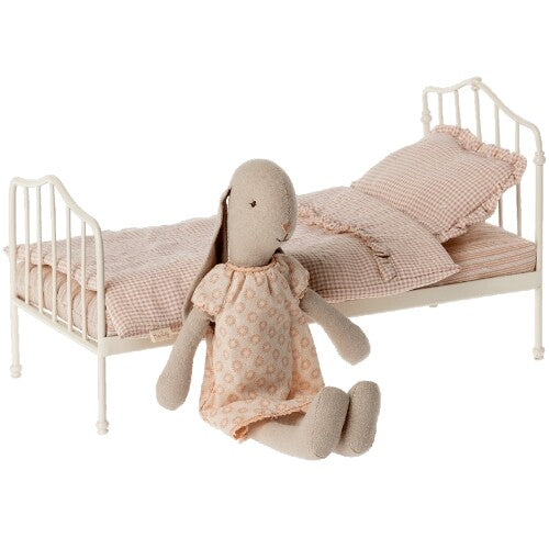 maileg vintage poppenbed wit geruit - mini | 11-2116-01 | 1