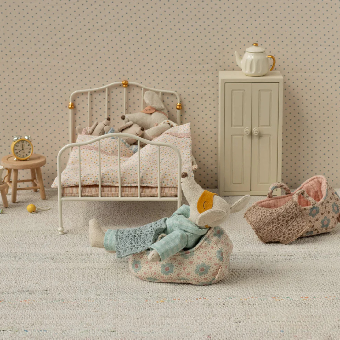 maileg poppenreiswieg voor babymuis - rose - 9,5 cm | 11-5411-01 | 1