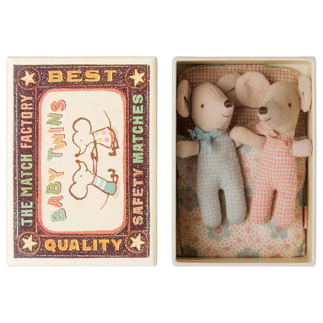 maileg knuffelmuisjes tweeling - luciferdoos - 2st - 8 cm | 17-6002-00 | 2
