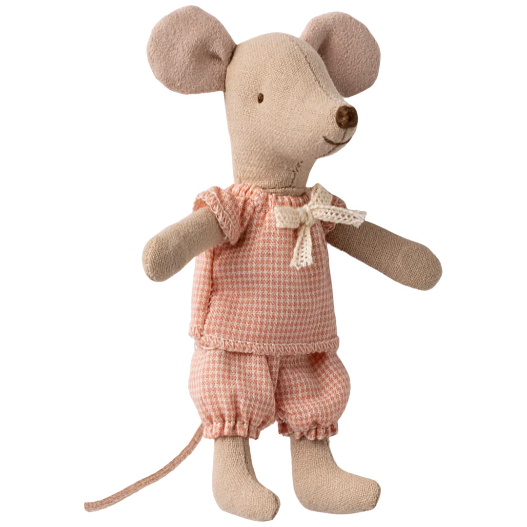 maileg knuffelmuis kleine zus - roze pyjama - 11 cm | 17-5109-00 | 3