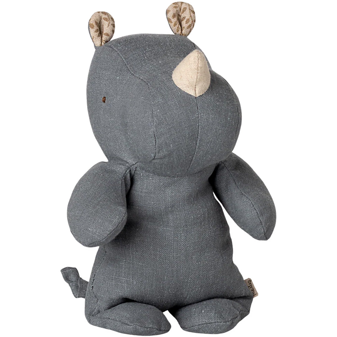 maileg knuffelneushoorn safari friends - dusty blue - 22 cm | 16-5618-00 | 0