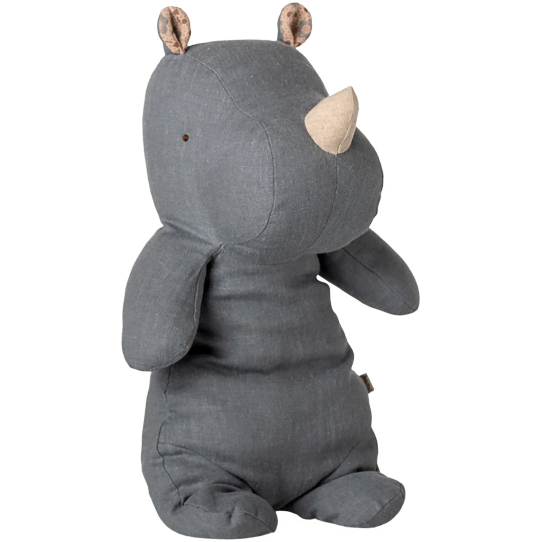 maileg knuffelneushoorn safari friends - dusty blue - 34 cm | 16-5619-00 | 0