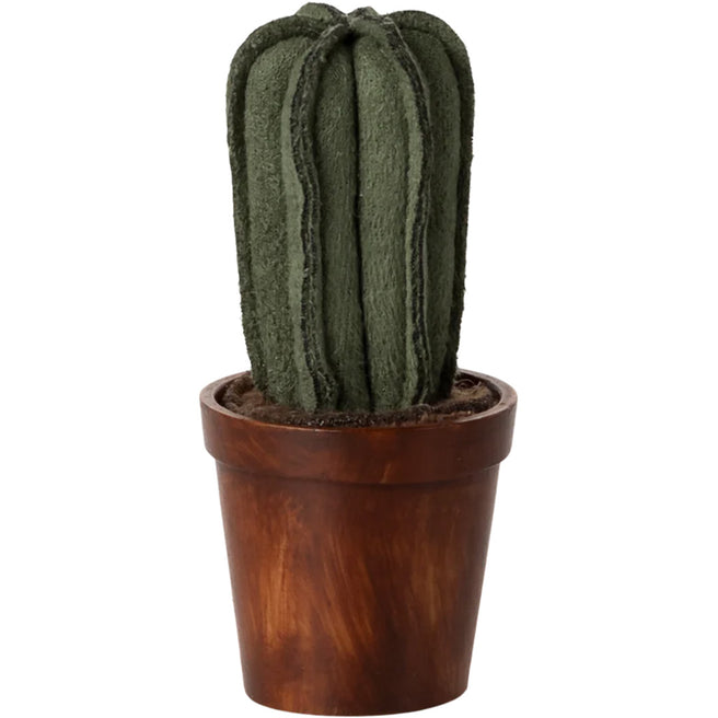 Maileg poppenhuis bloempot met een groene cactus in een bruine pot.