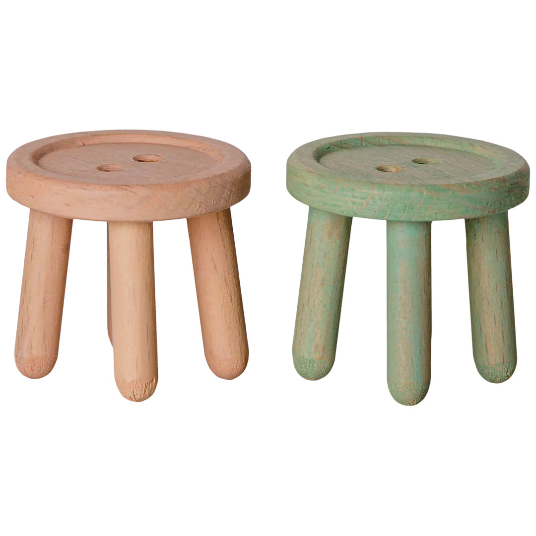 maileg tabouret de maison de poupée - light rose et light mint - 2 pcs