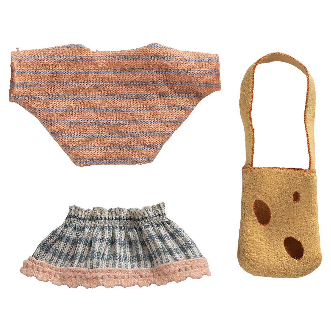 maileg poppenkleding met tas - kleine zus muis | 17-6100-01 | 