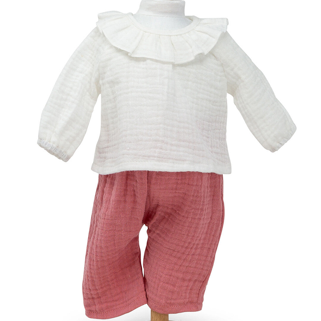 mama memo poppenkleding broek en ruffle shirt - 42-46 cm | 148345 | 0