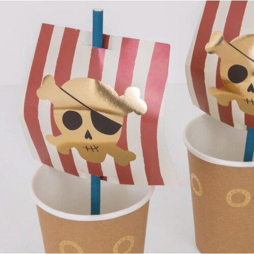 meri meri bekers met rietjes piraten – 8st  | 222048 | 4