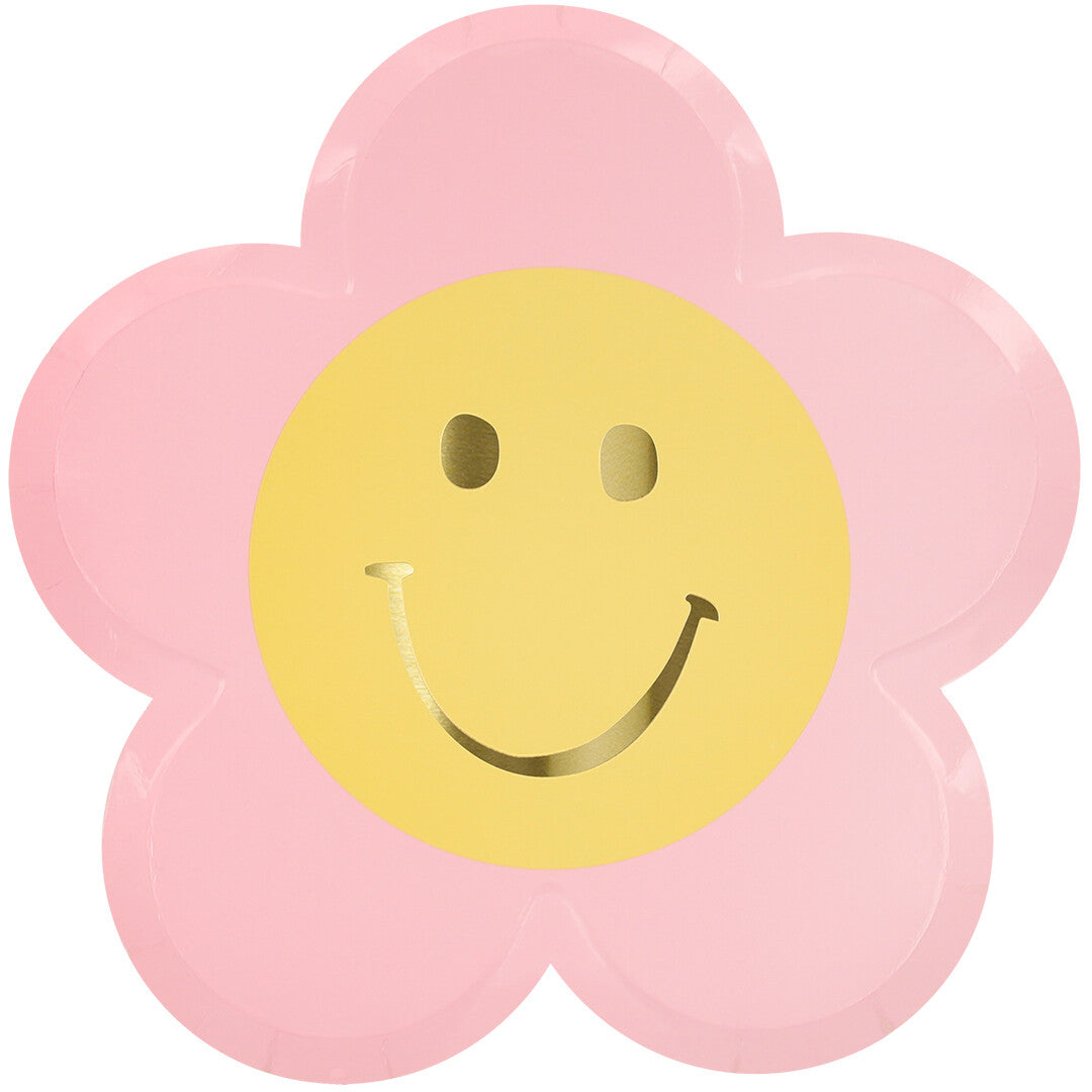 meri meri borden happy face flower - 8st  | 275684 | 0