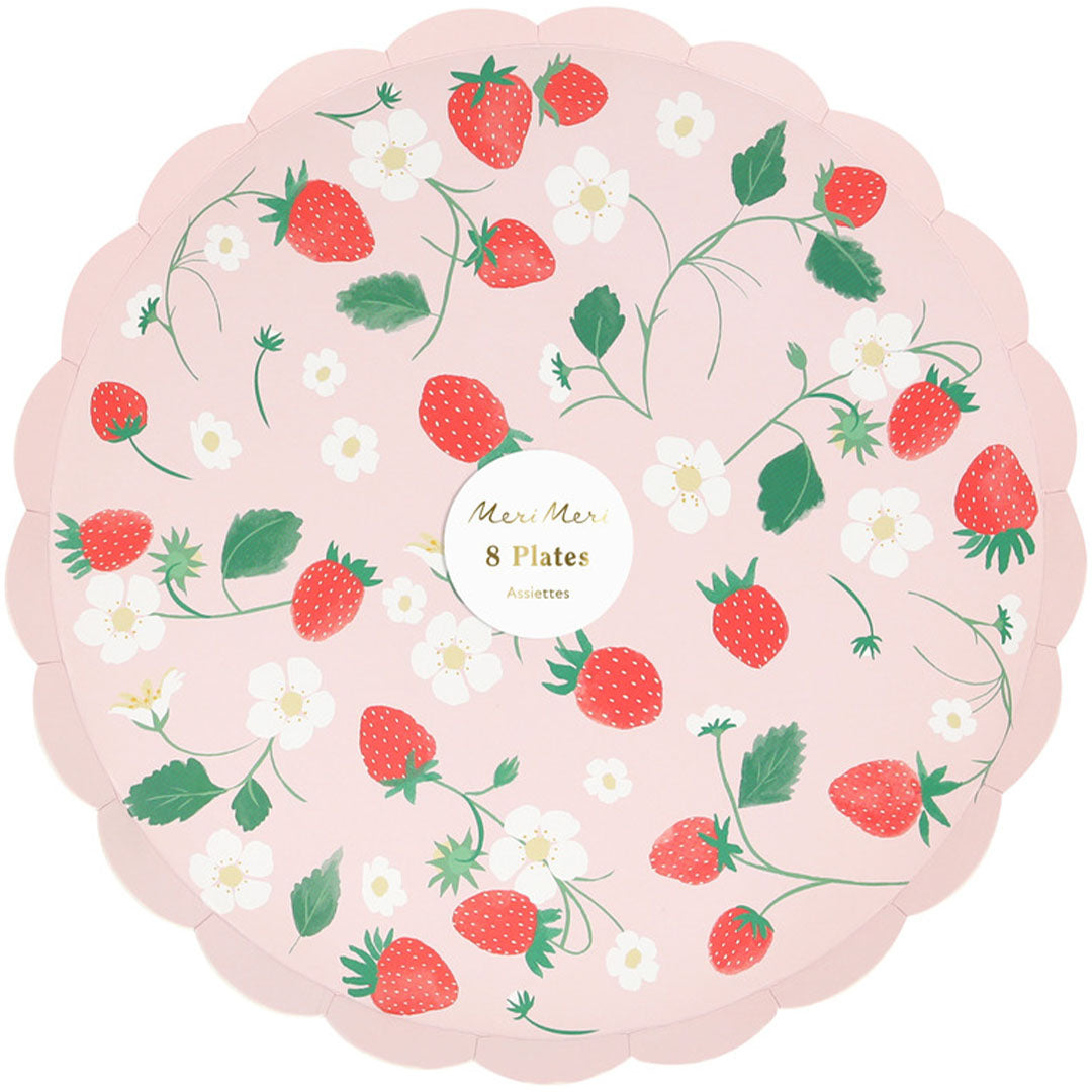 meri meri borden strawberry - large - 8st | 283812 | 3