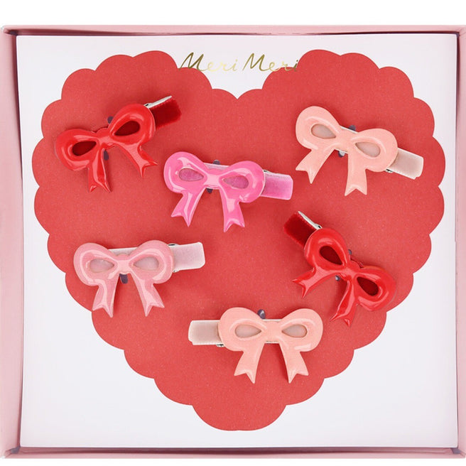 meri meri haarclips strikjes valentijn - 6st | 282381 | 0