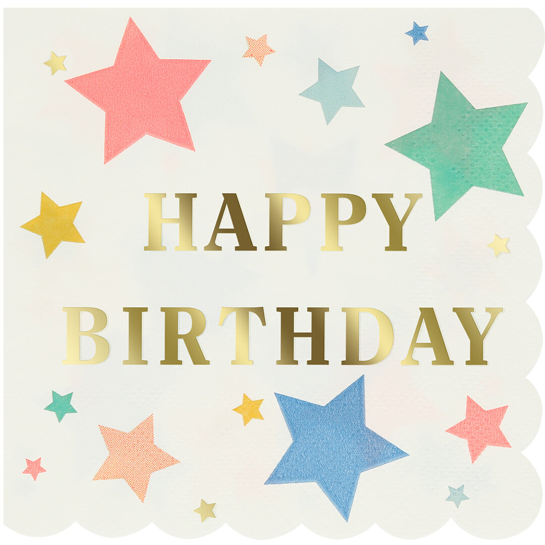 meri meri servetjes happy birthday sterren - small - 16st | 275765 | 0