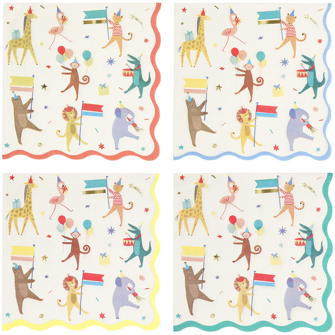 meri meri servetten animal parade - large - 16st | 271192 | 0