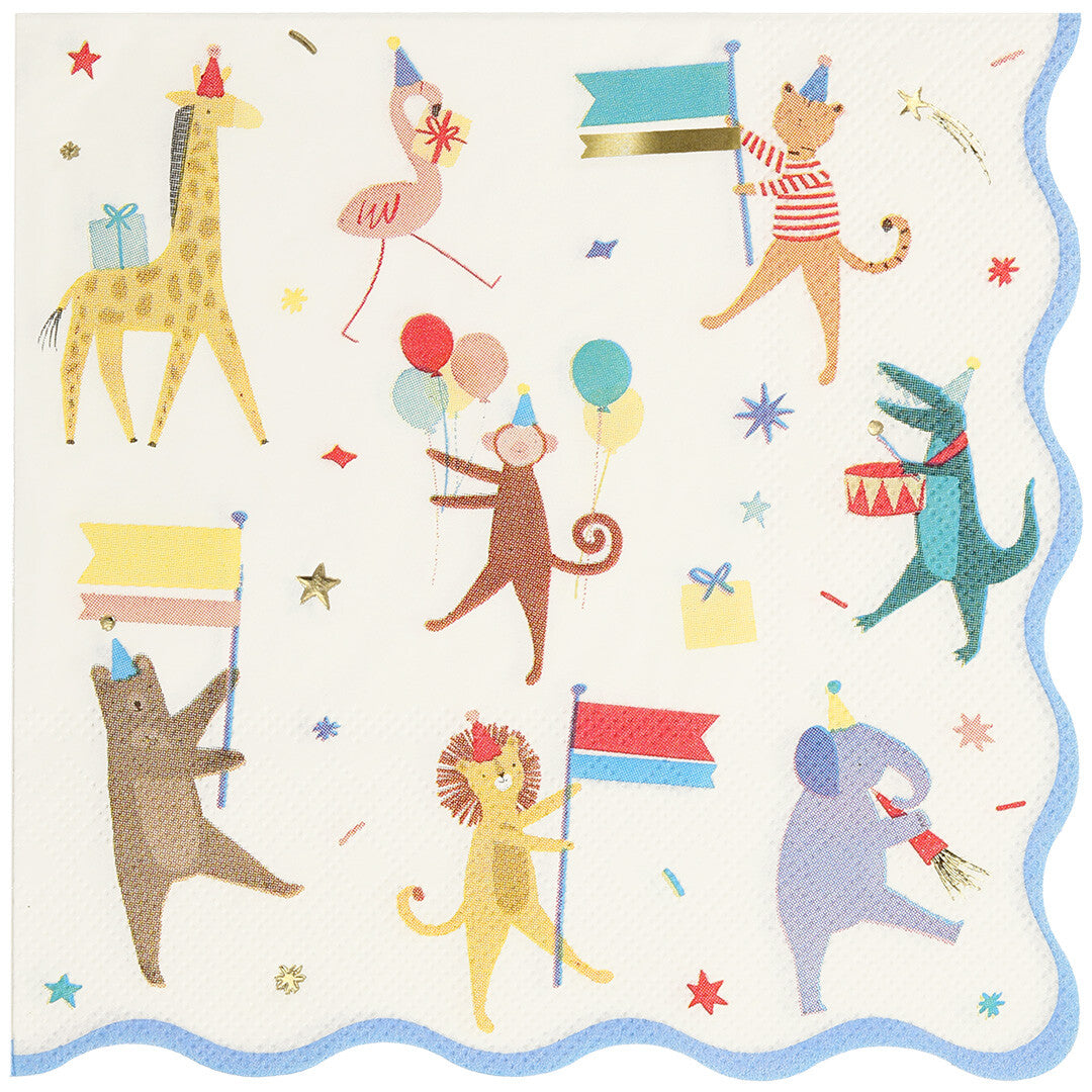 meri meri servetten animal parade - large - 16st | 271192 | 1