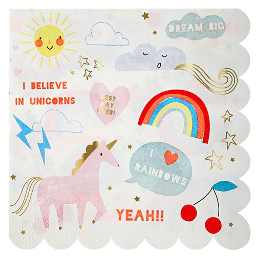 meri meri servetten eenhoorn - large (16st) | 143731 | 0