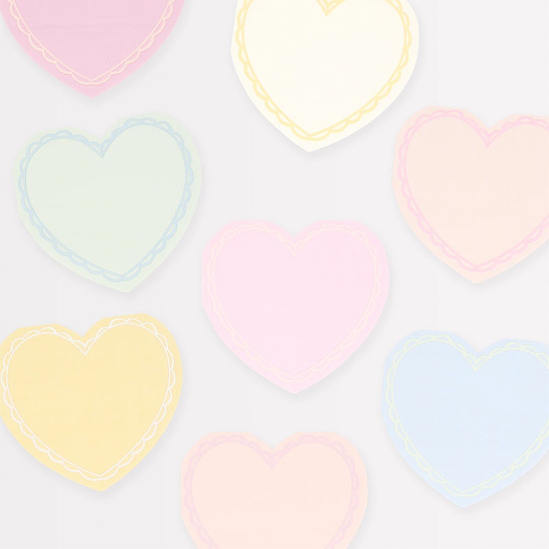 meri meri servetten hartjes - pastel - 16st | 273587 | 3