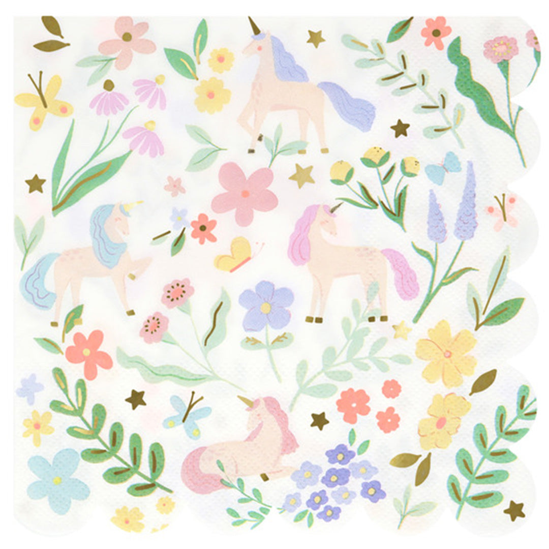 meri meri servetten meadow unicorns - large - 16st | 286305 | 0