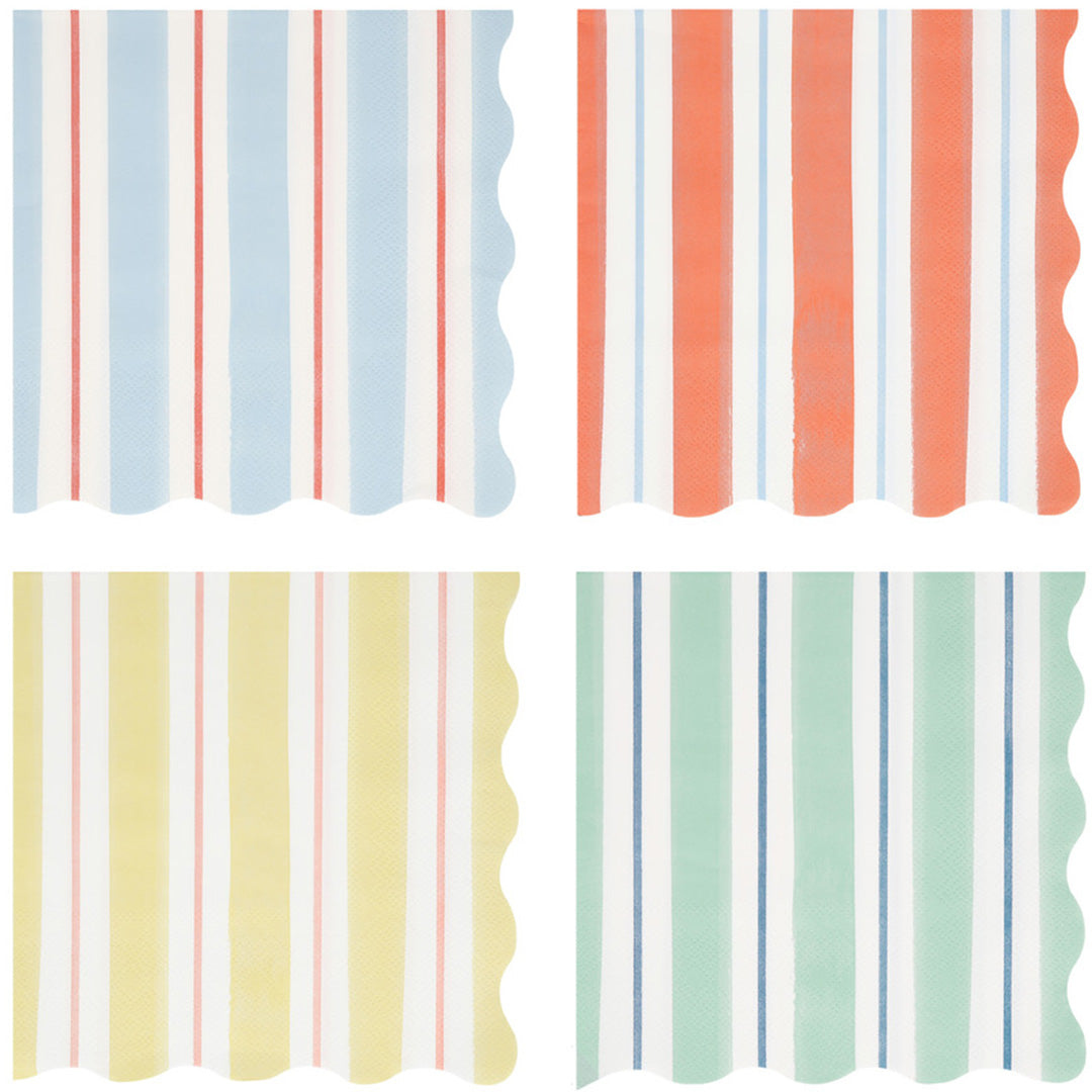 meri meri servetten preppy stripe - large - 16st | 287475 | 0