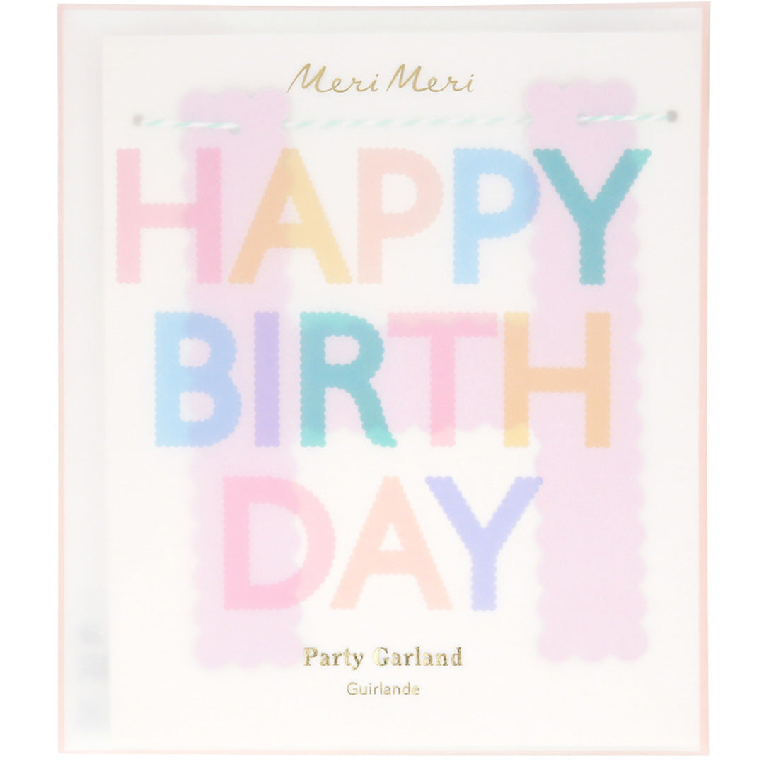 meri meri slinger happy birthday - pastel | 287961 | 1