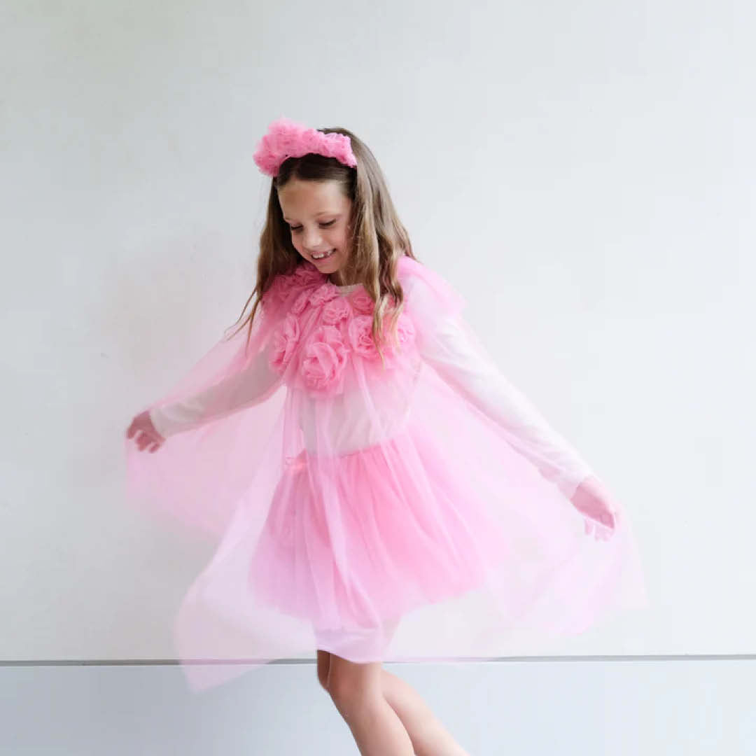 mimi & lula verkleedrok ruffle flower - pink | 175021-04 | 1