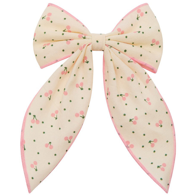 mimi & lula haarclip cherry print bow - cream | 182043-32 | 1