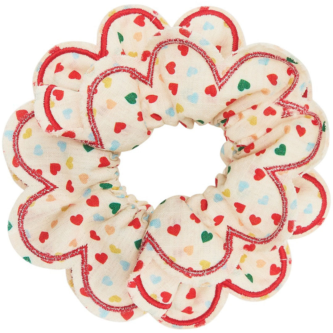 mimi & lula haarelastiekje heart print scalloped scrunchie | 182083-32
