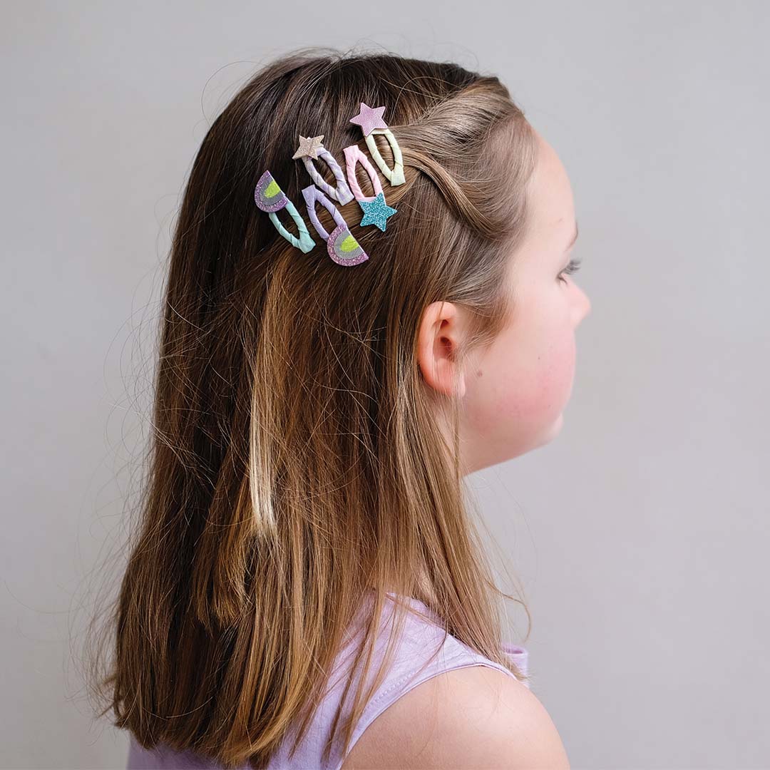 mimi & lula haarclipjes rainbow and star mini clic clacs - 5st | 182015-23 | 2
