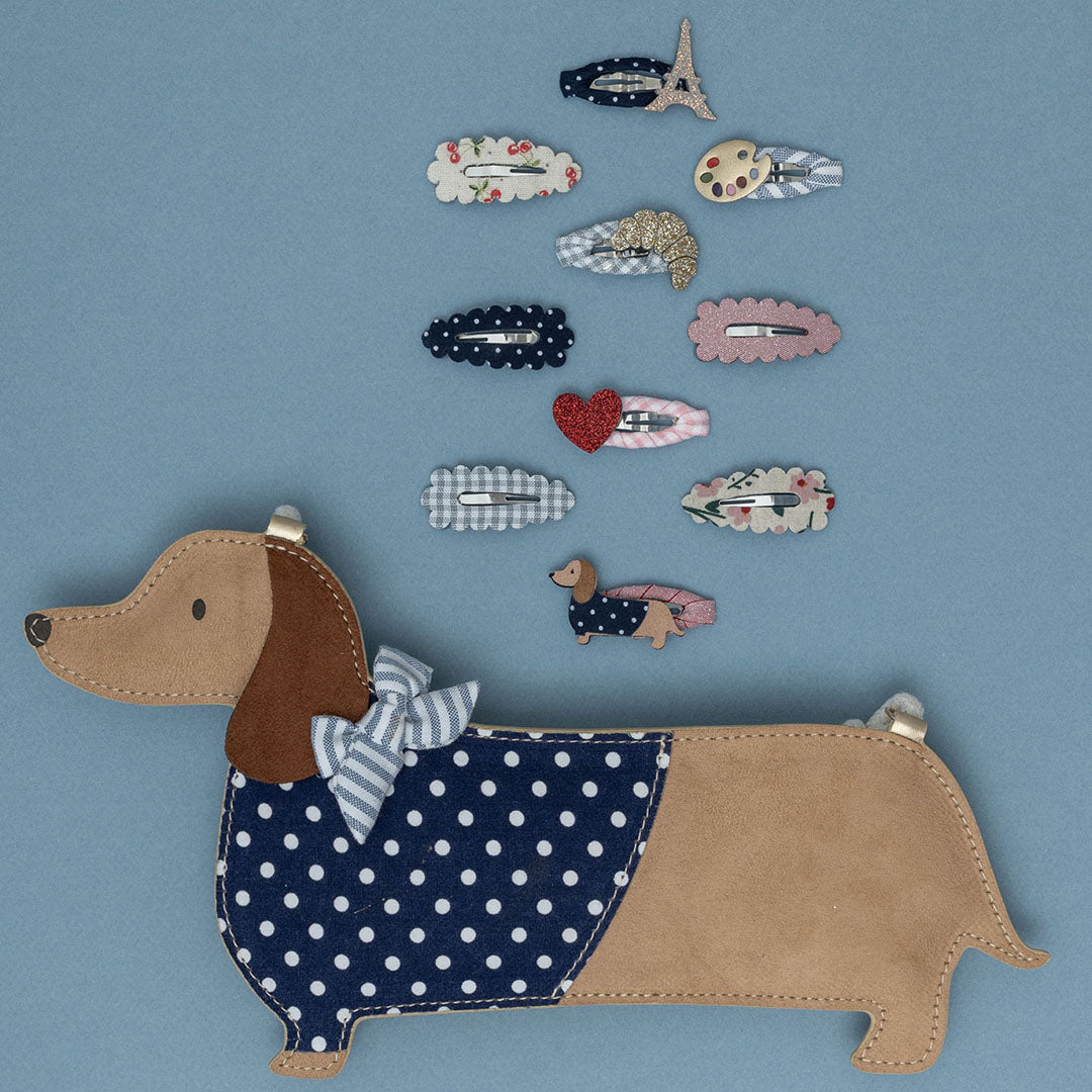 mimi & lula schoudertasje sausage dog - neutral | 183005-22 | 5