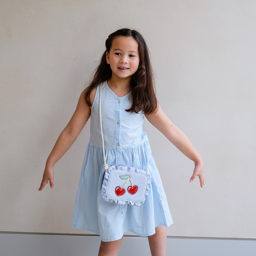 mimi & lula schoudertas striped cherry - blue | 183004-10 | 3
