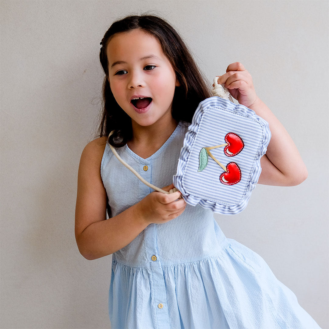 mimi & lula schoudertas striped cherry - blue | 183004-10 | 4