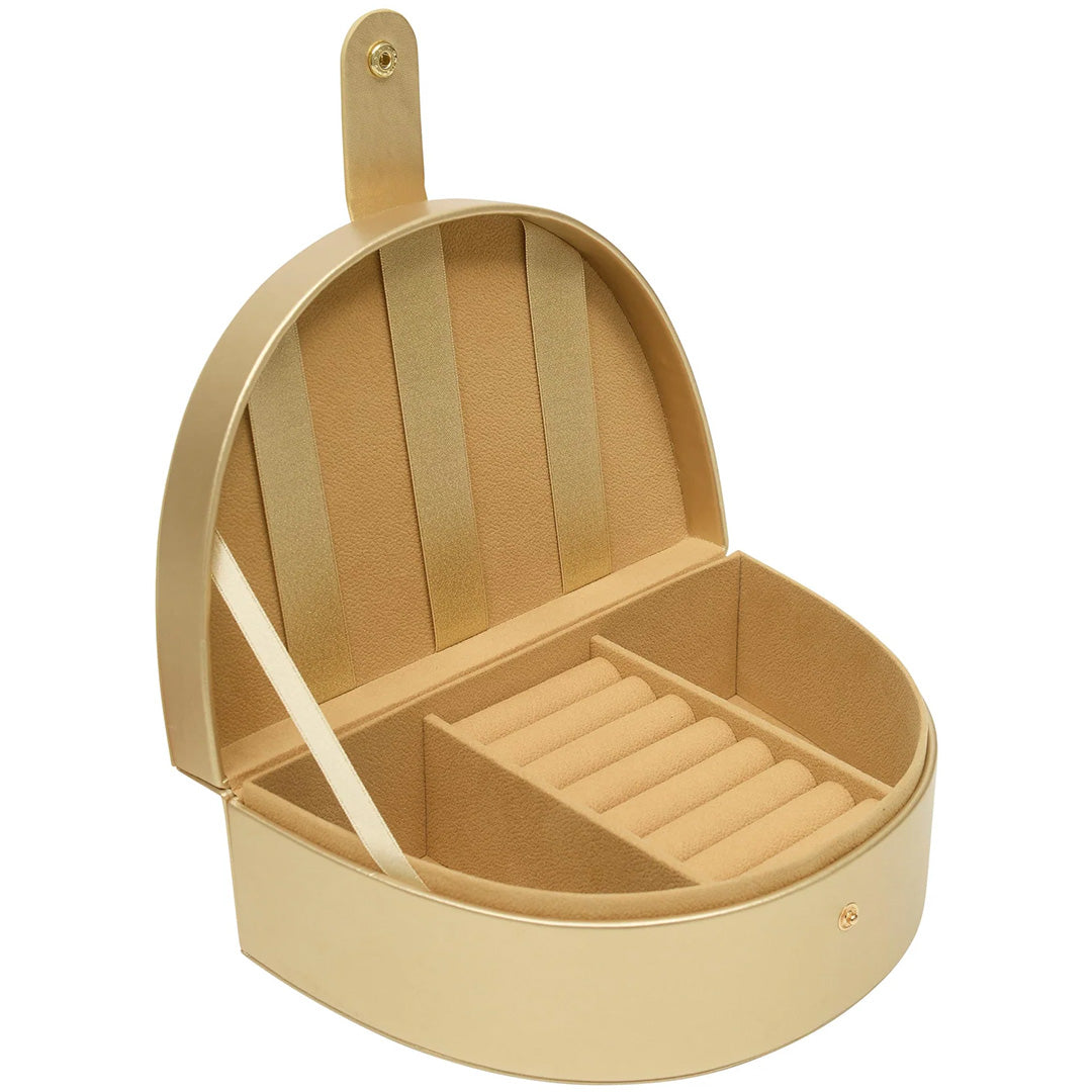 Het open mimi & lula sieradendoosje toont de beige binnenkant met vakjes.