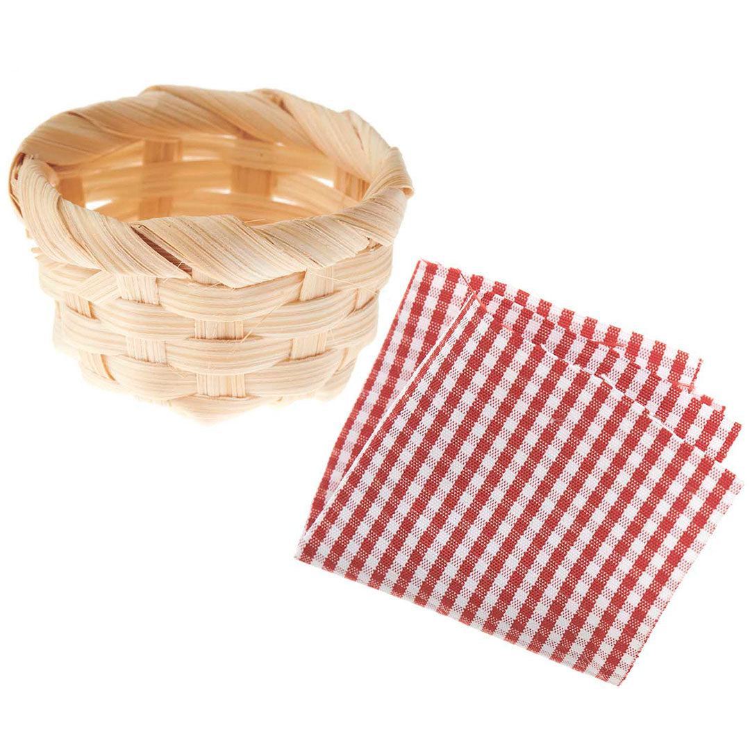 miniatuur mand met picknickdeken | 500815 | 0