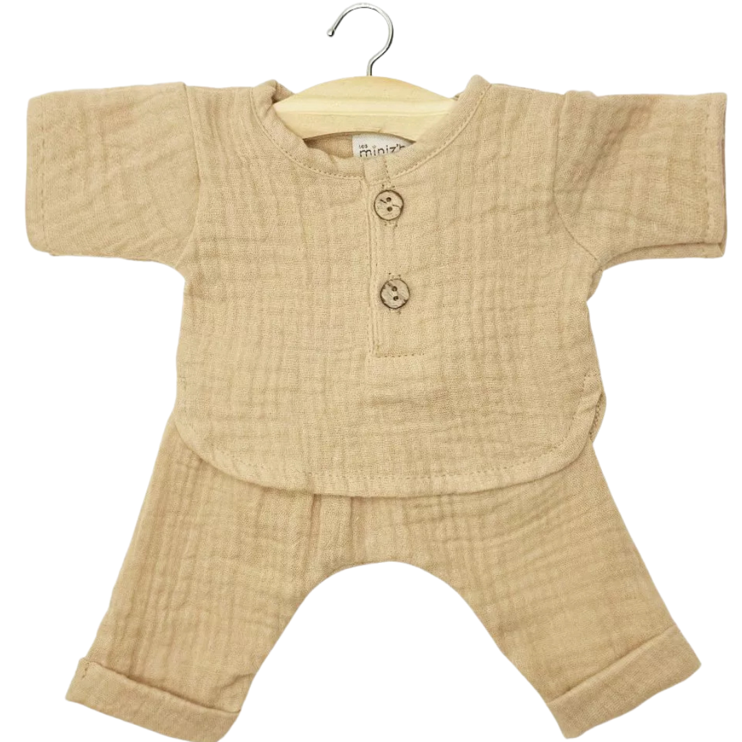 minikane poppenkleding broek en shirt andrea - latte - 34 cm | CG.17.405 | 0