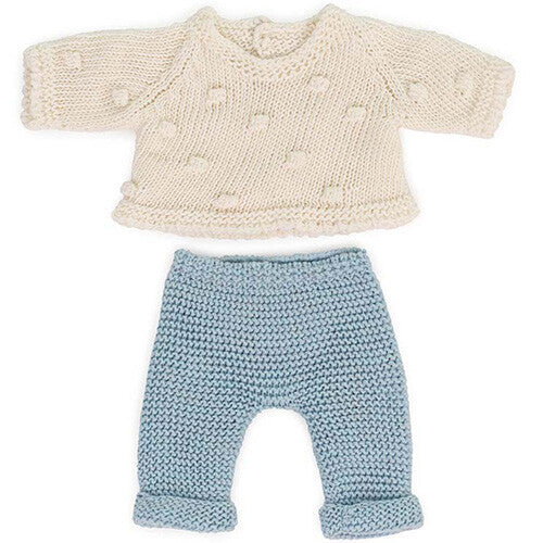 miniland poppenkledingset broek en trui blauw-wit - 21 cm | 8231686 | 0